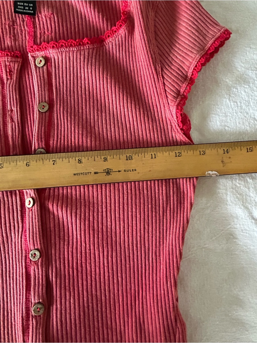Shein Ribbed Button-Front Tee - Picture 4 of 7